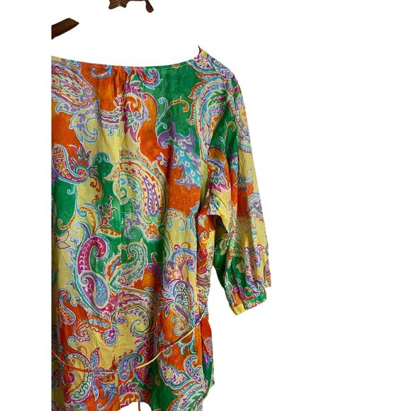 Lauren Ralph Lauren Multi-color Paisley Blouse Lightweight Womns 2X - Picture 8 of 12